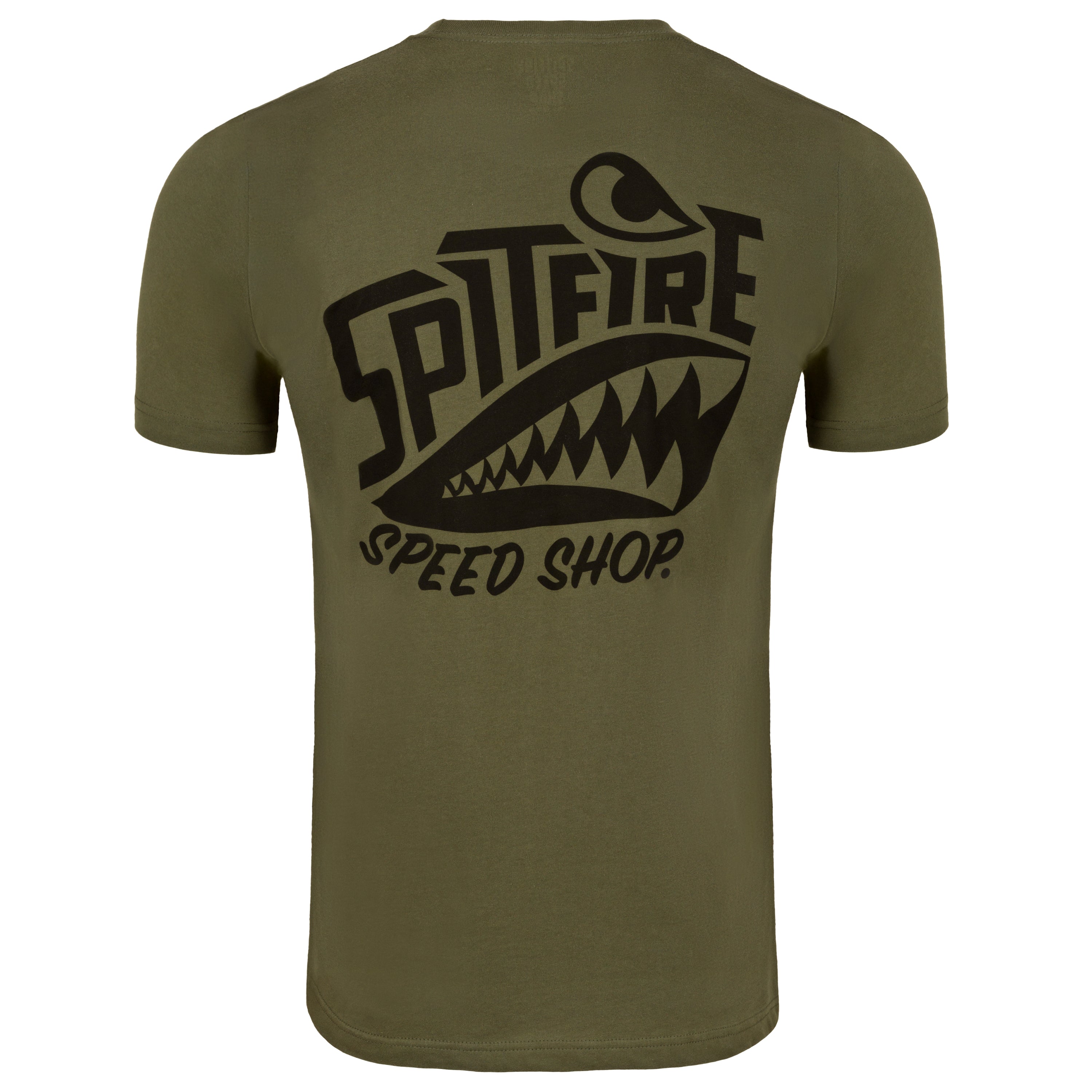 Spitfire Khaki Green T-Shirt With Black Logo