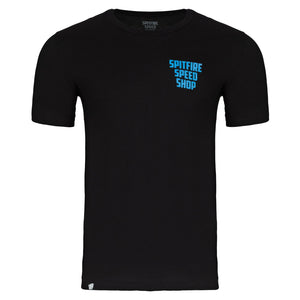 Spitfire Black T-Shirt With Riding Waves Logo