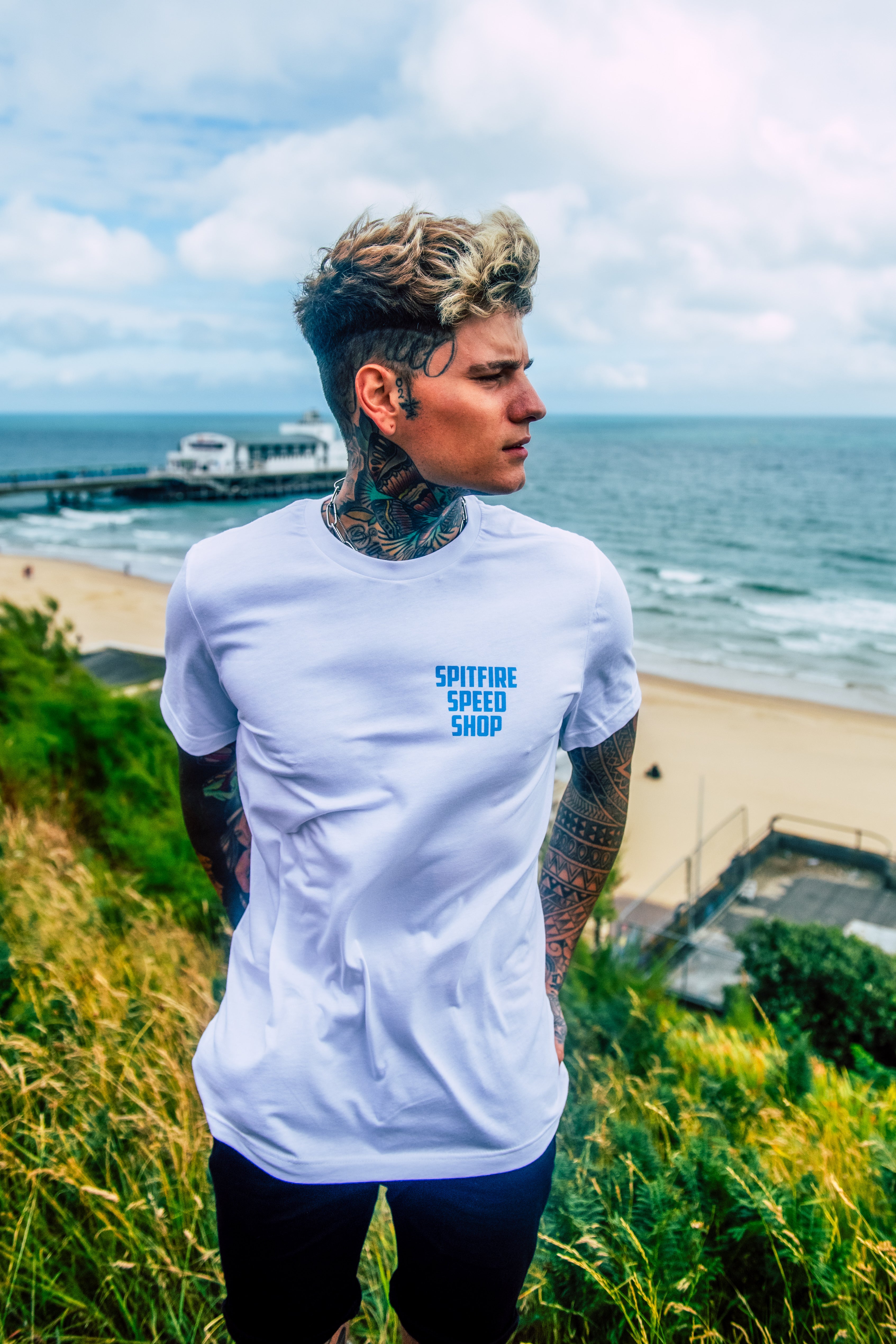 Spitfire White T-Shirt With Riding Waves Logo