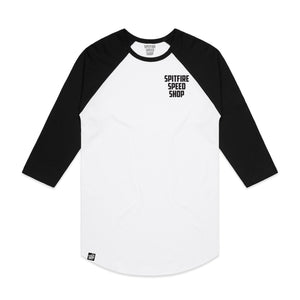 Spitfire White Baseball T-Shirt With Full Colour Logo