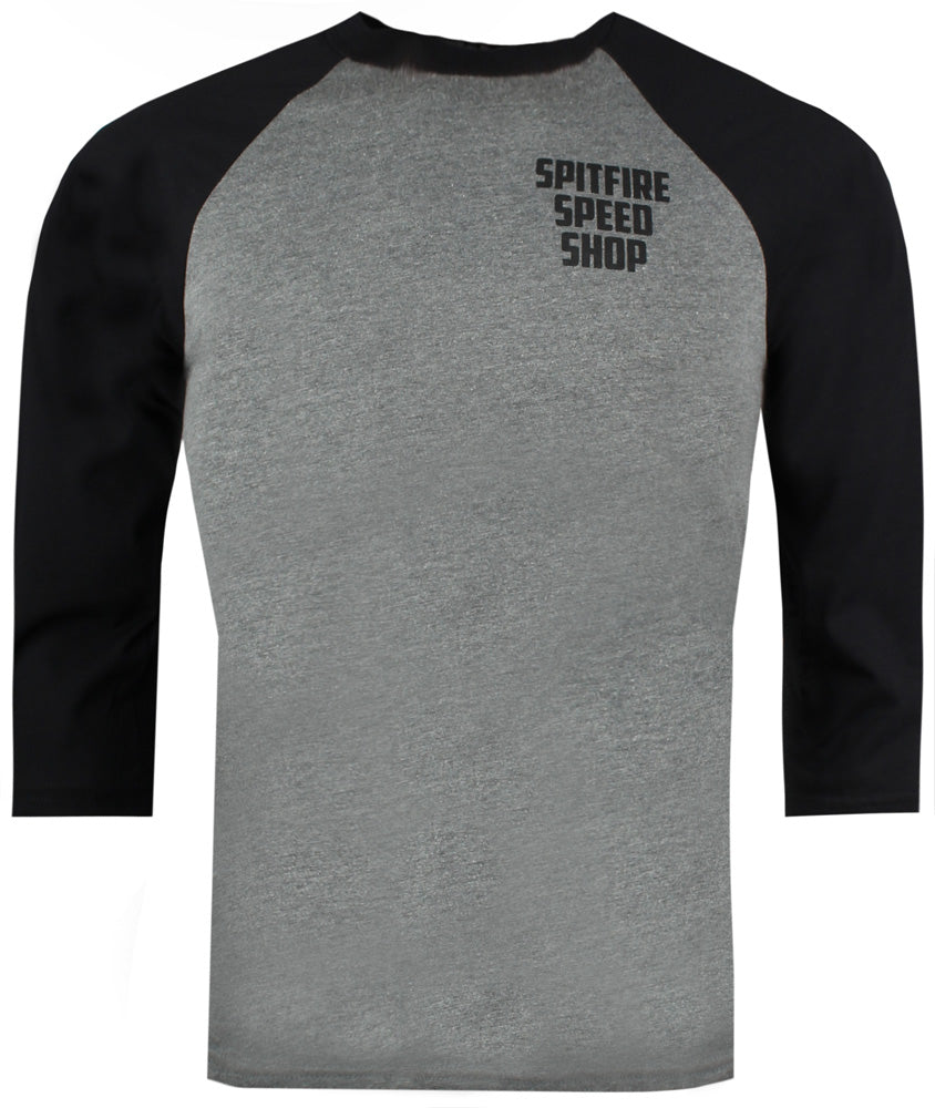 Spitfire Grey Baseball T-Shirt With Black Logo